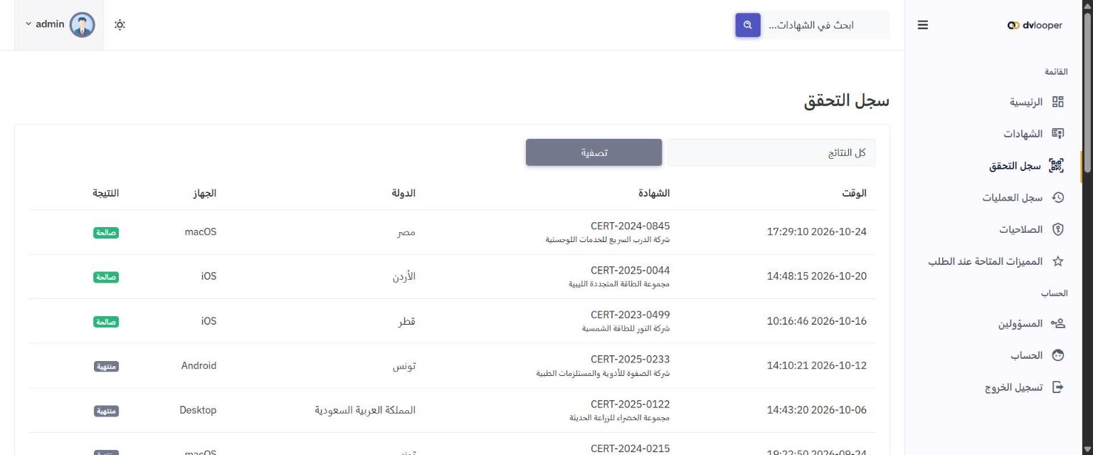 نظام التحقق من الشهادات بالرمز QR